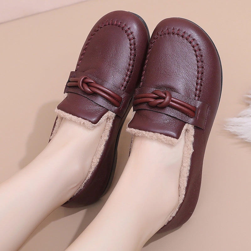 Zapatos de algodón de piel femenina (nudo)