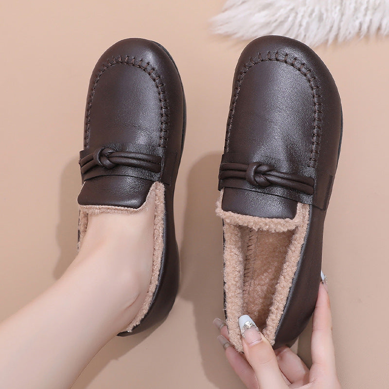 Zapatos de algodón de piel femenina (nudo)