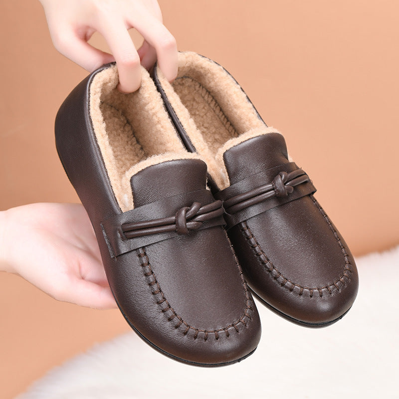 Zapatos de algodón de piel femenina (nudo)
