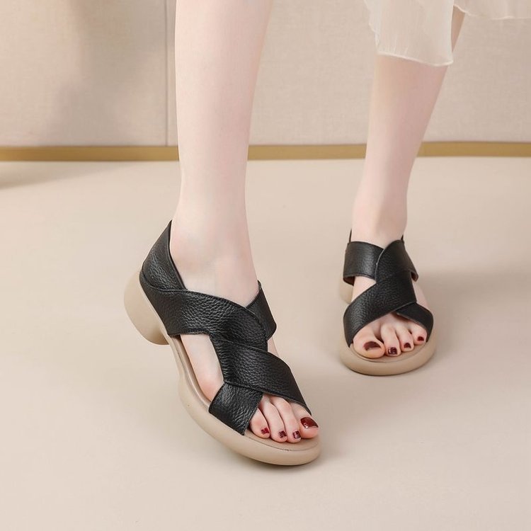 Sandalias de suela blanda de piel auténtica