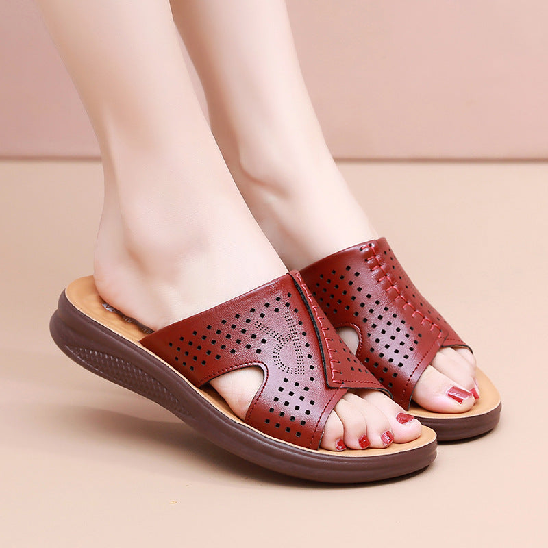 Zapatillas de madre de piel de vaca