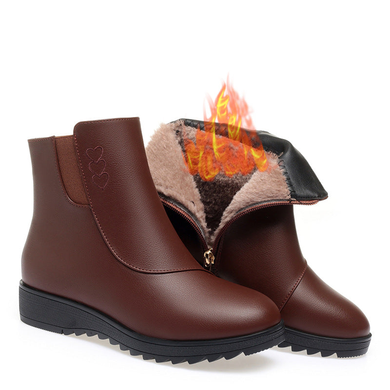 Zapatos de algodón y cuero suave (con forro polar)