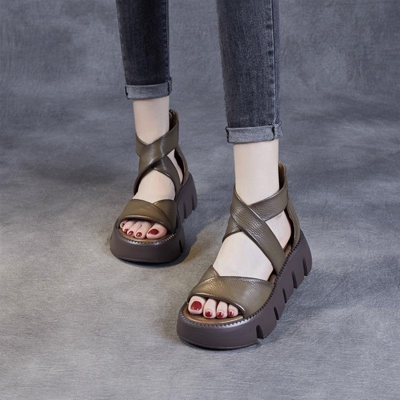 Sandalias de tacón con cremallera trasera