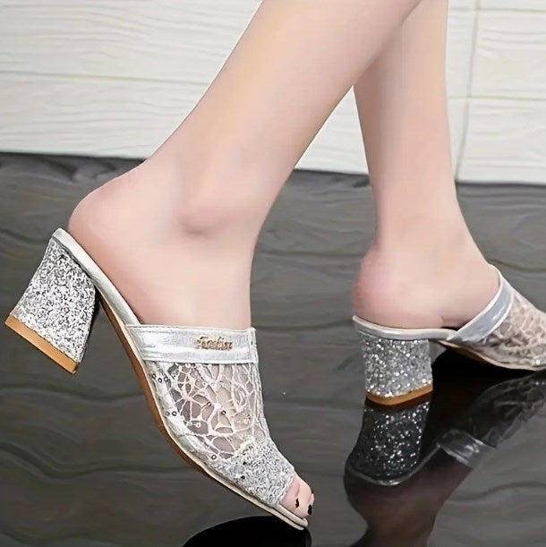 sandalias de tacón de bloque de moda para mujer