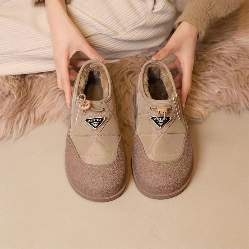 Zapatos casuales forrados de polar con hebilla elástica