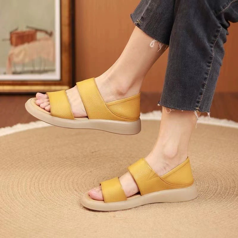 sandalias de piel con suela gruesa