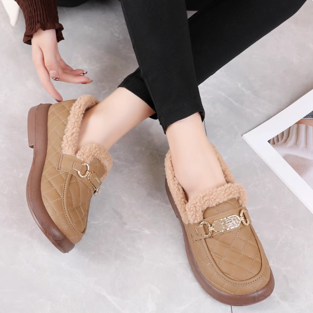 Zapatos de algodón para mujeres (tres hebillas)