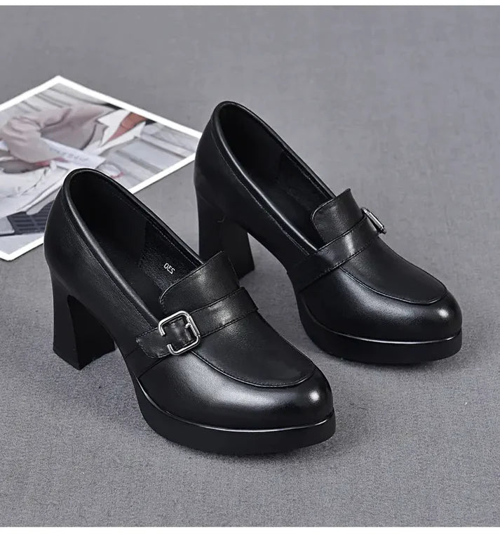 Tacones altos 100% cuero genuino