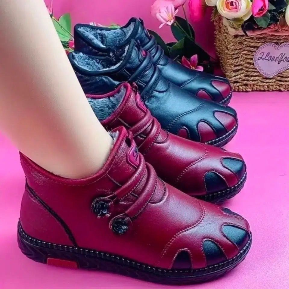Zapatos de invierno de algodón forrados con vellón (cuero)