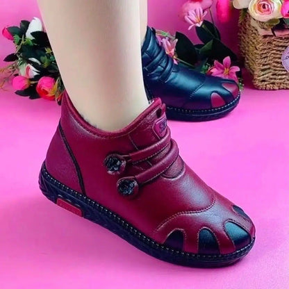 Zapatos de invierno de algodón forrados con vellón (cuero)