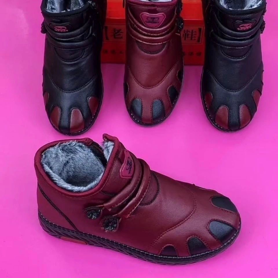 Zapatos de invierno de algodón forrados con vellón (cuero)