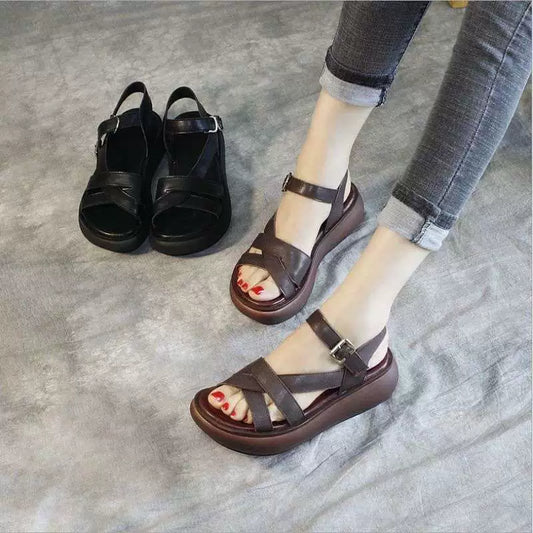Sandalias de plataforma de cuero