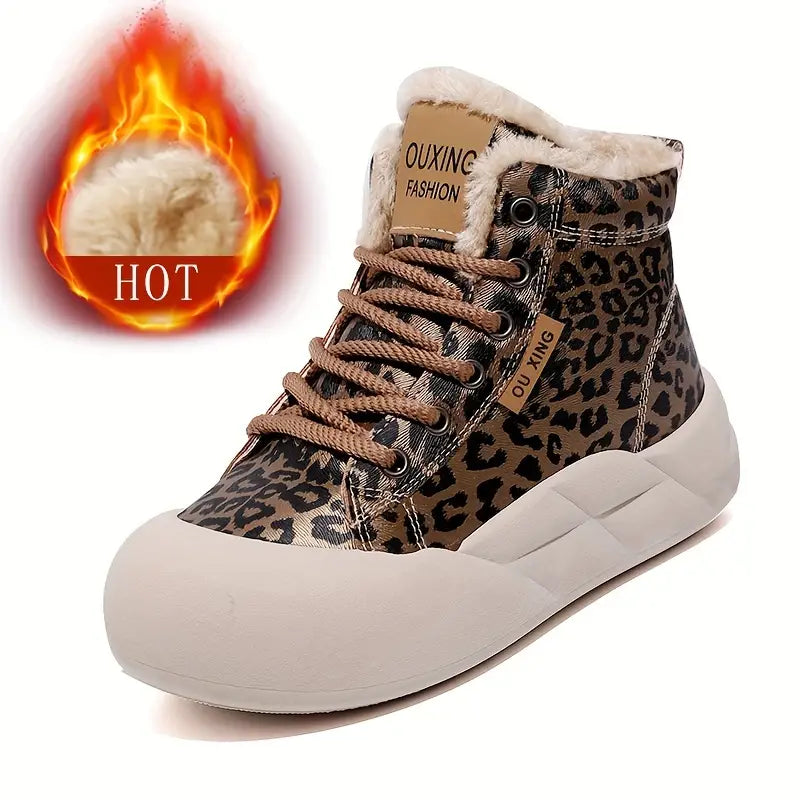 zapatos altos con estampado de leopardo para mujer