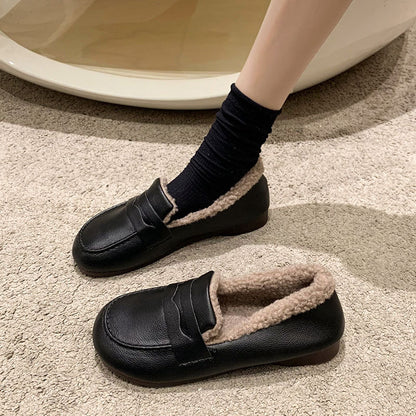 Mocasines de invierno para mujer (material de lana)