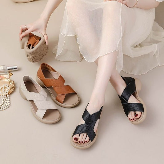 Sandalias de suela blanda de piel auténtica