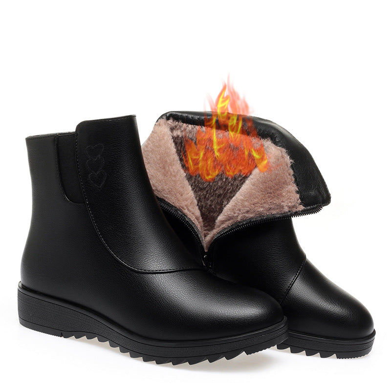 Zapatos de algodón y cuero suave (con forro polar)