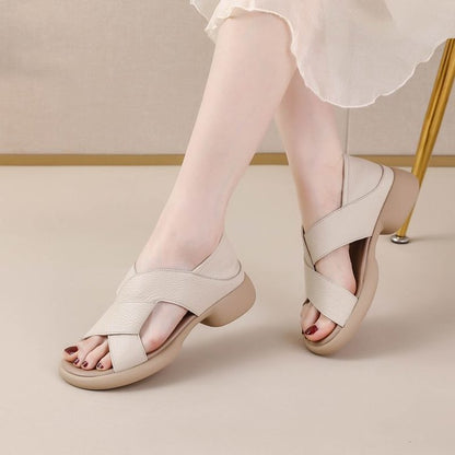 Sandalias de suela blanda de piel auténtica