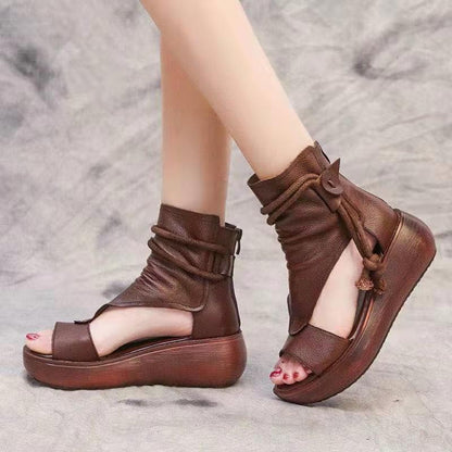 Zapatos de punta abierta con plataforma romana