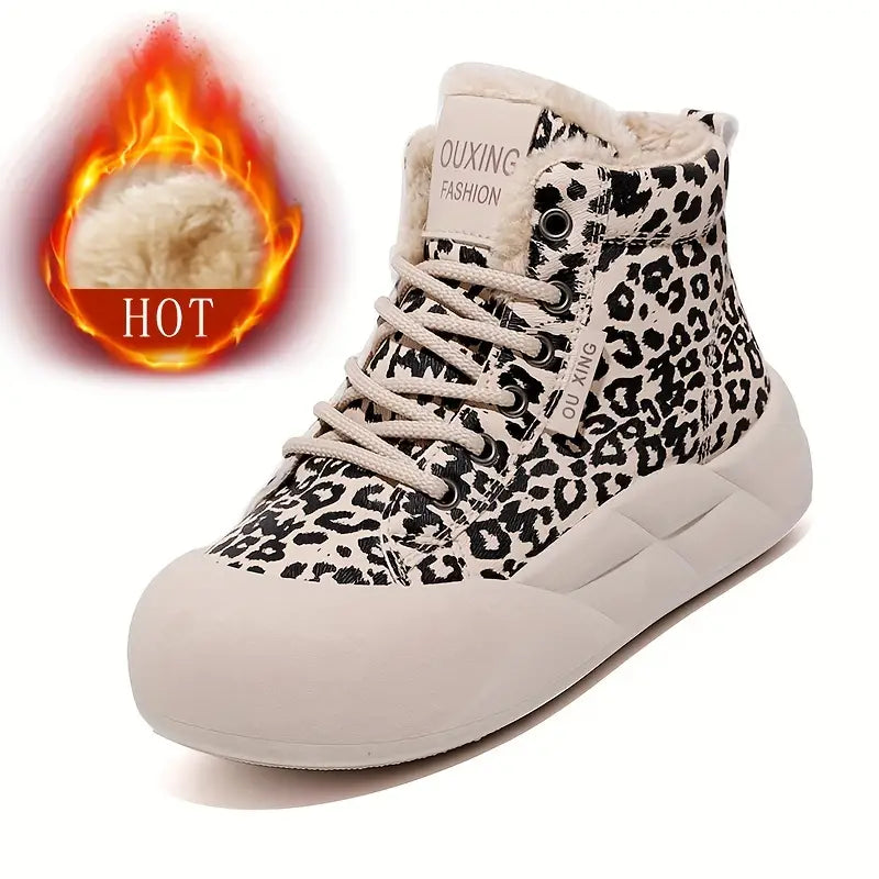 zapatos altos con estampado de leopardo para mujer