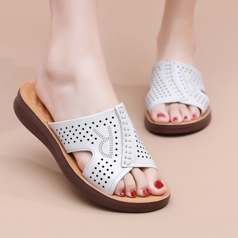 Zapatillas de madre de piel de vaca