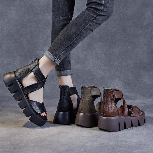 Sandalias de tacón con cremallera trasera