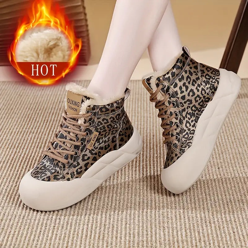 zapatos altos con estampado de leopardo para mujer