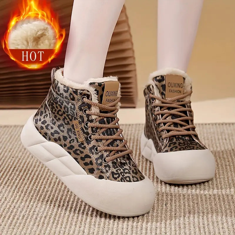 zapatos altos con estampado de leopardo para mujer