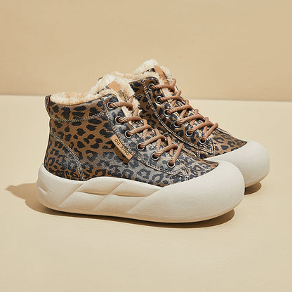 zapatos altos con estampado de leopardo para mujer