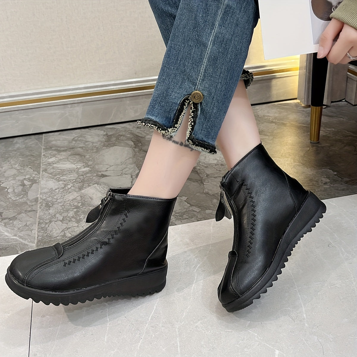 Botas cortas cálidas de invierno para mujer.