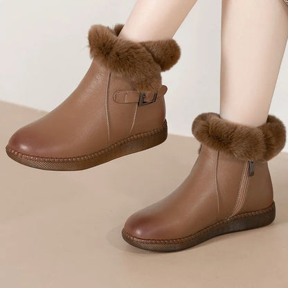Botas de lana con suela blanda de cuero genuino