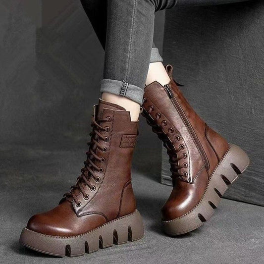 ModaMuseTM 2.0-botas de cuero retro para mujer