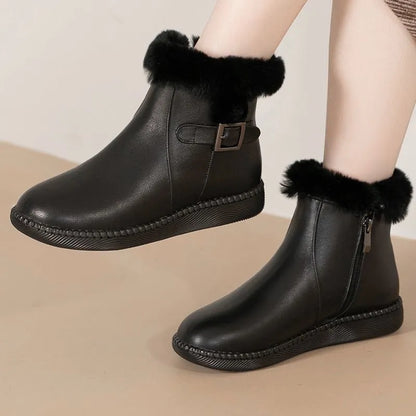 Botas de lana con suela blanda de cuero genuino