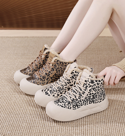 zapatos altos con estampado de leopardo para mujer