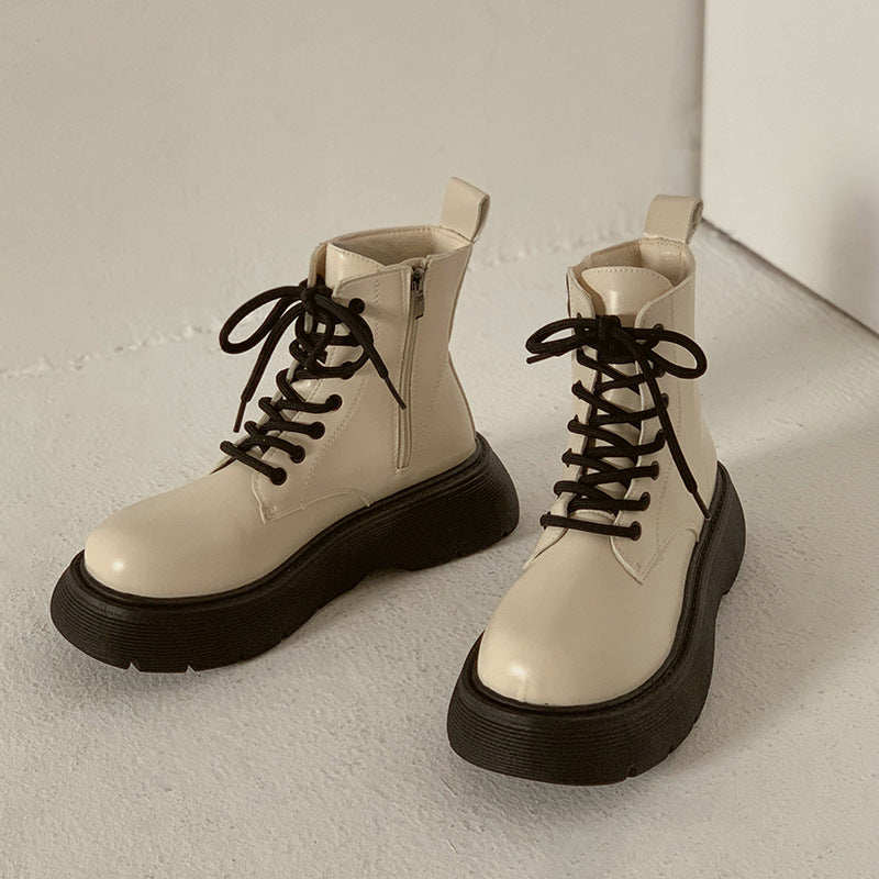 Botas de cuero para mujeres (marrón negro, blanco y negro)