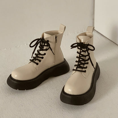 Botas de cuero para mujeres (marrón negro, blanco y negro)