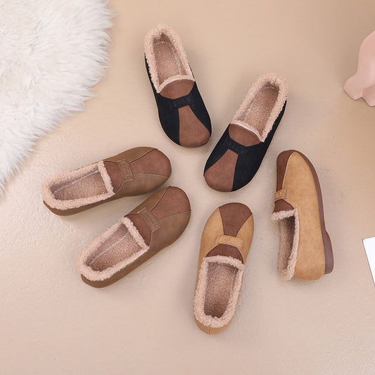Zapatos planos de terciopelo para mujeres (sport marrón)